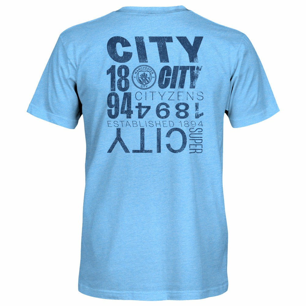 Manchester City 1863FC Front Back Text Twisted Tri-Blend Slub T-Shirt Discount - Sky Blue