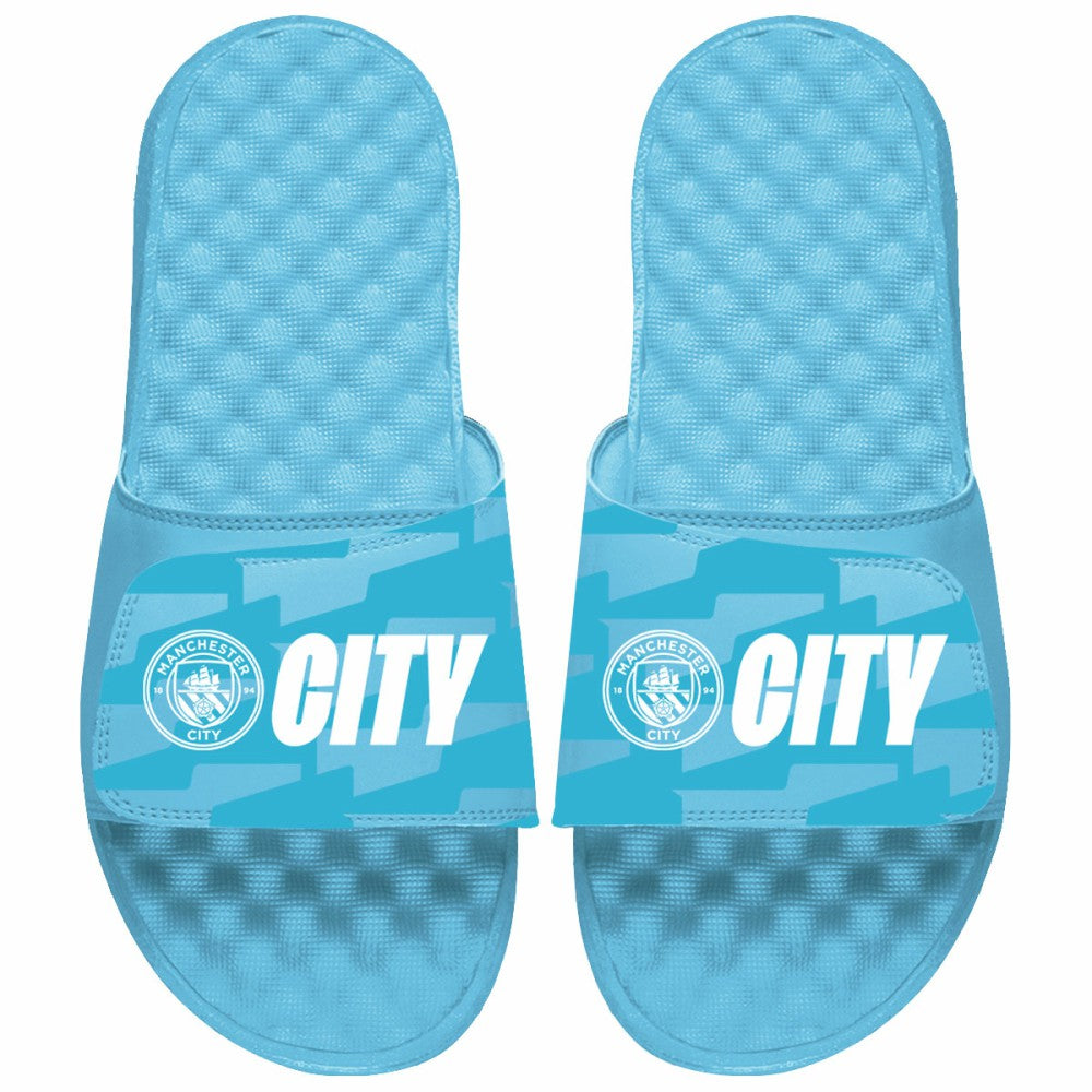 Manchester City ISlide Unisex Pattern Slide Sandals Discount - Sky Blue