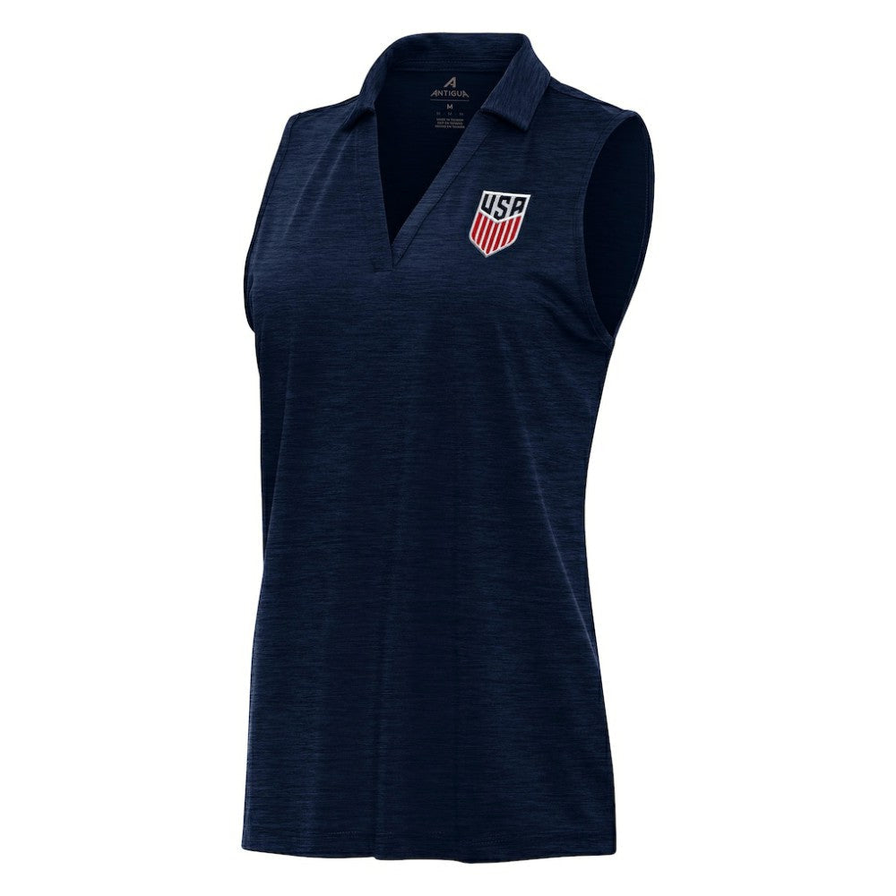 USMNT Antigua Layout Sleeveless V-Neck Polo for sale - Heather Navy