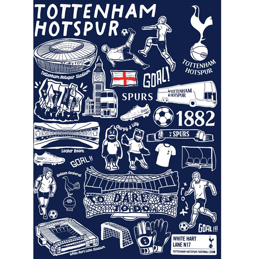 Tottenham Hotspur Vive La Fete Youth Impressions Artwork T-Shirt Sale - Navy