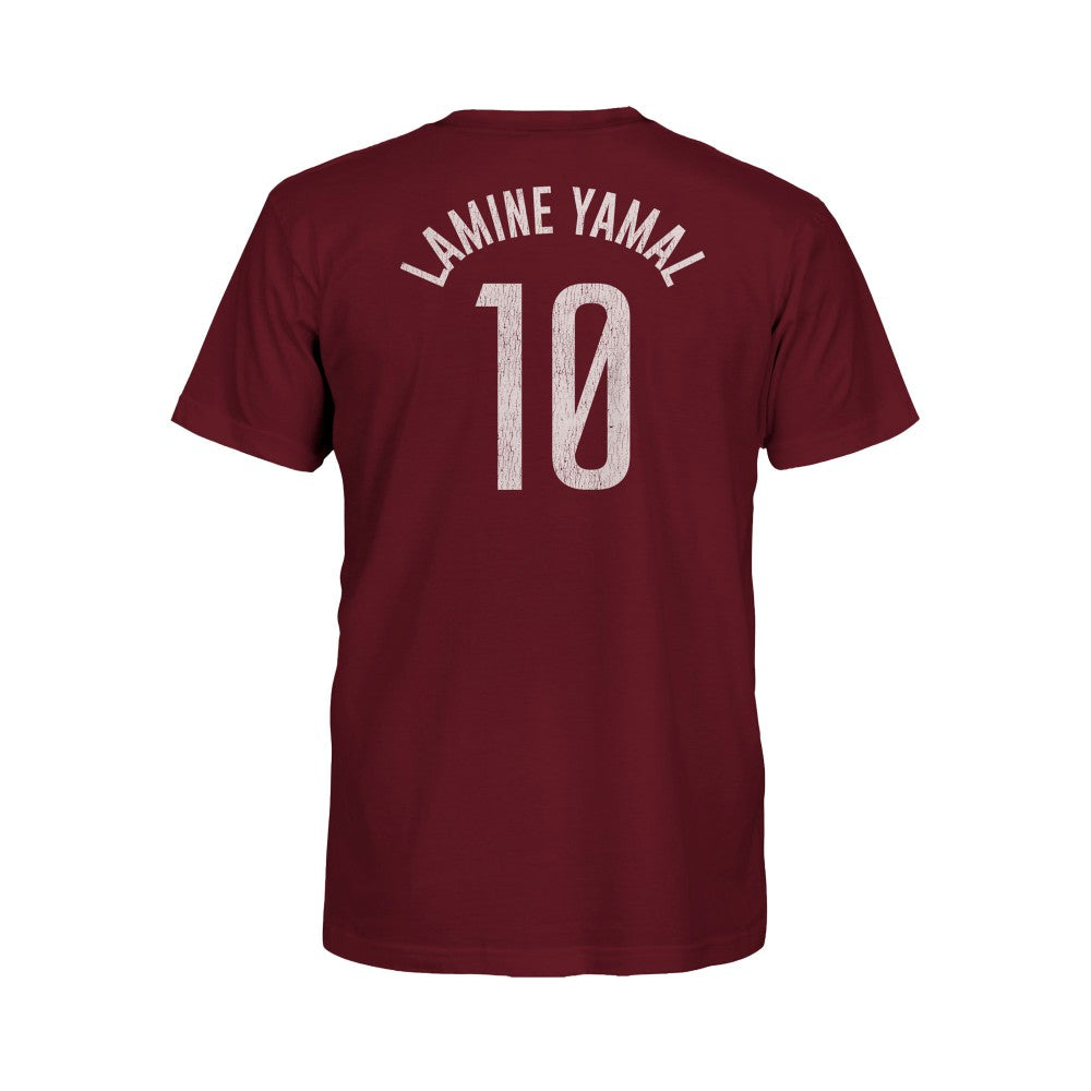 Lamine Yamal Barcelona 1863FC Youth Player Name & Number T-Shirt on sale - Maroon