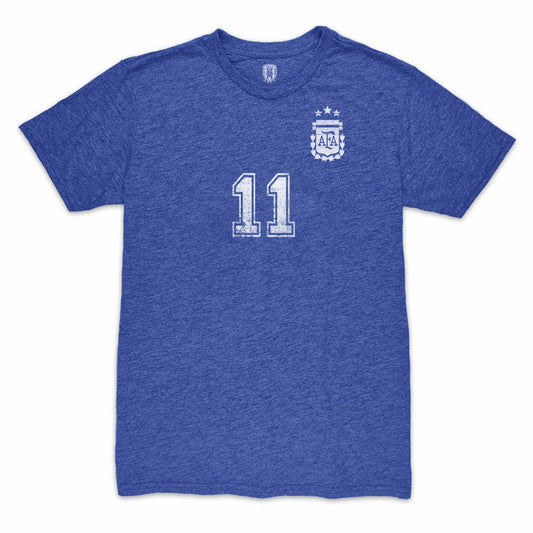 Angel Di Maria Argentina National Team 1863FC Retro Player Tri-Blend T-Shirt for sale - Blue