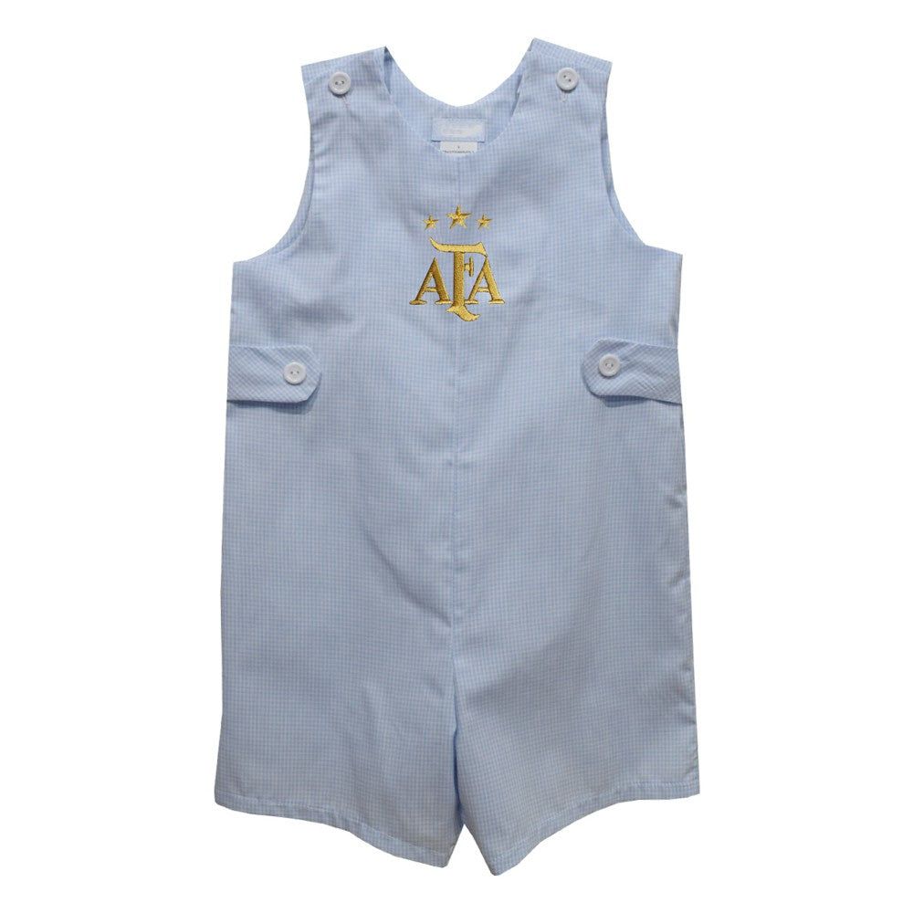 Argentina National Team Vive La Fete Girls Toddler Infant Gingham Jon Jon Romper for sale - Light Blue