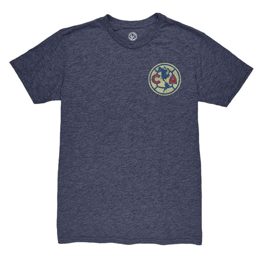 Club America 1863FC Left Color Badge Vintage Tri-Blend T-Shirt Discount - Navy