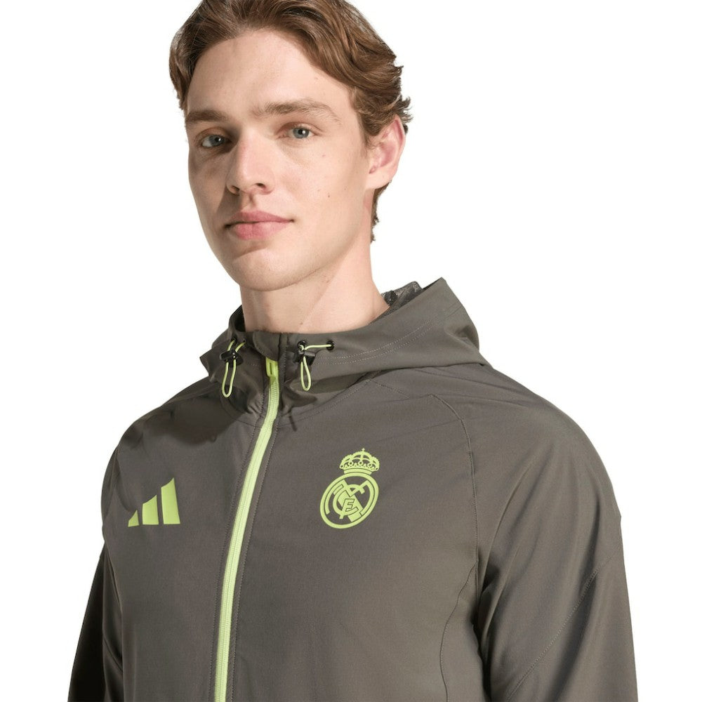 Real Madrid 2025/26 Tiro Vis Tech Travel Jacket Discount - Olive