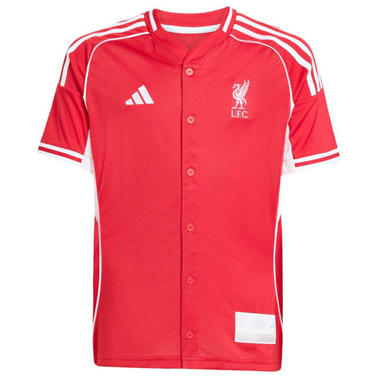 Liverpool Youth Full-Button Baseball Jersey Discount - Red
