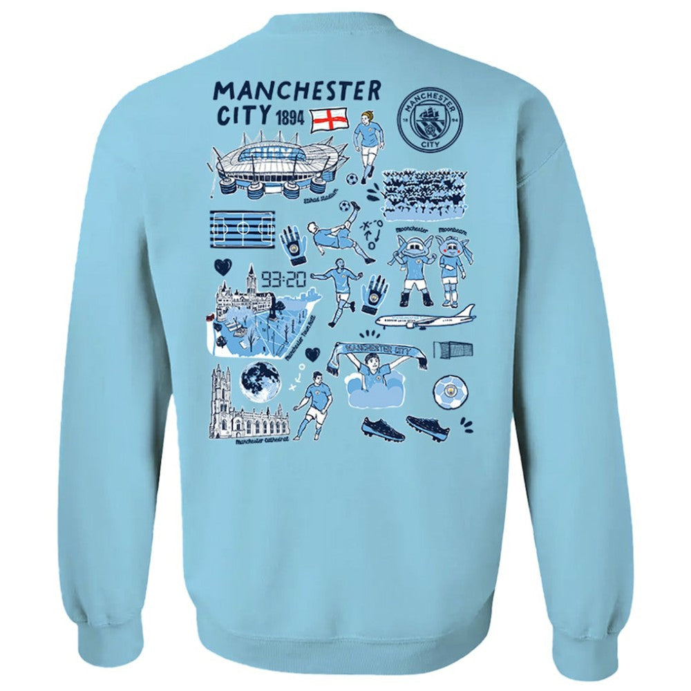 Manchester City Vive La Fete Women's Impressions Artwork Pullover Sweatshirt Discount - Sky Blue