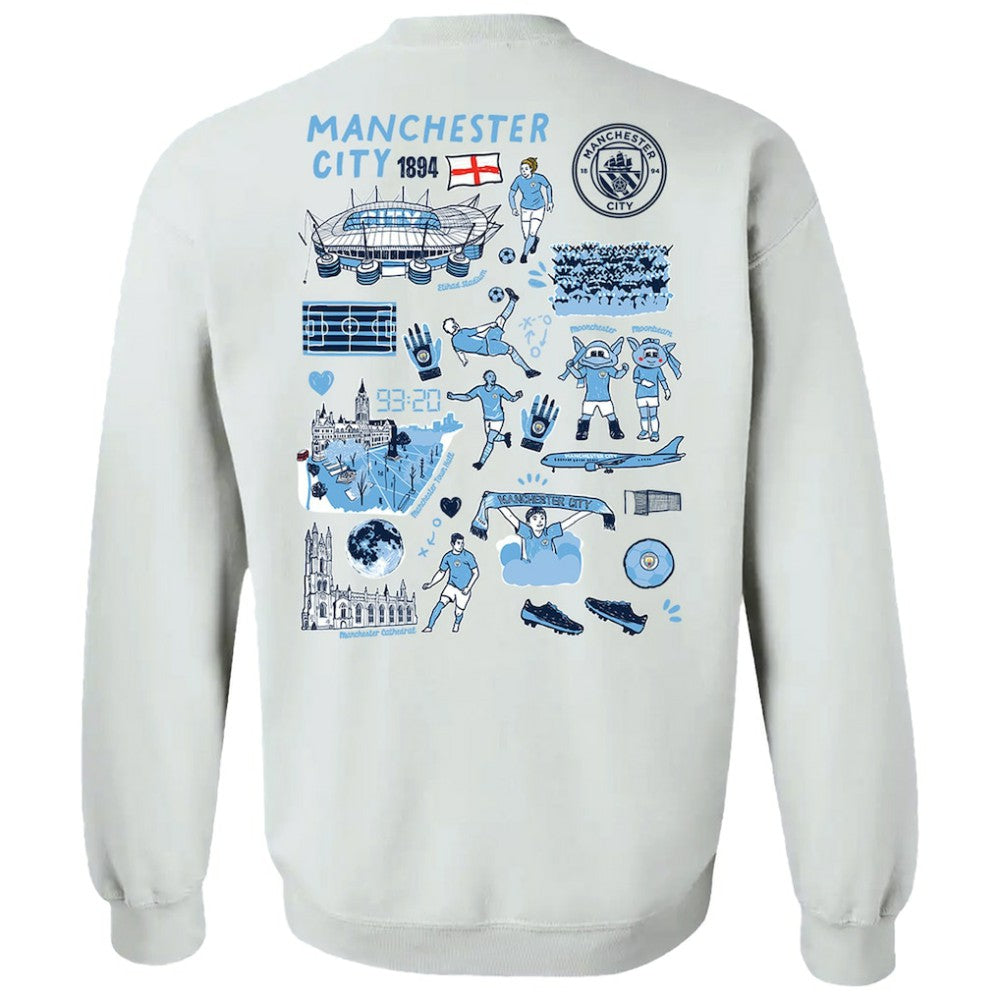 Manchester City Vive La Fete Women's Impressions Artwork Pullover Sweatshirt Discount - White