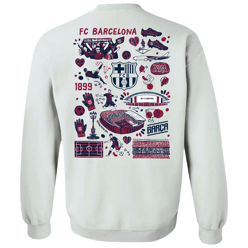 Barcelona Vive La Fete Women's Impressions Artwork Pullover Sweatshirt on sale - White
