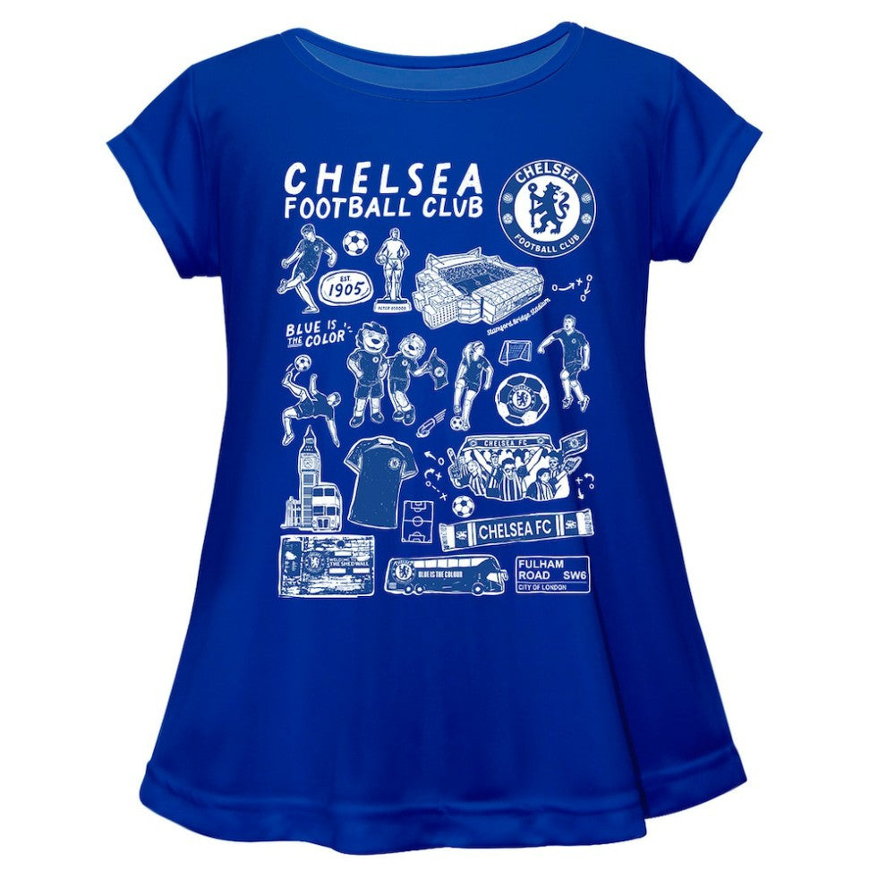 Chelsea Vive La Fete Girls Toddler Impressions Artwork A-Line Top Discount - Blue