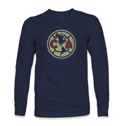 Club America 1863FC Color Badge Long Sleeve T-Shirt Discount - Navy