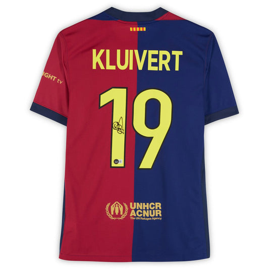 Patrick Kluivert Barcelona Autographed 2024-25 Red/Blue Home Jersey on sale - BAS