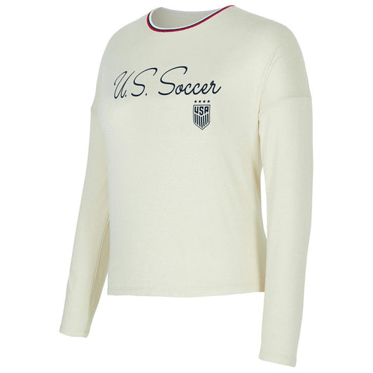 USWNT Concepts Sport Women's Kaki Hacci Knit Pullover Sweatshirt on sale - Cream