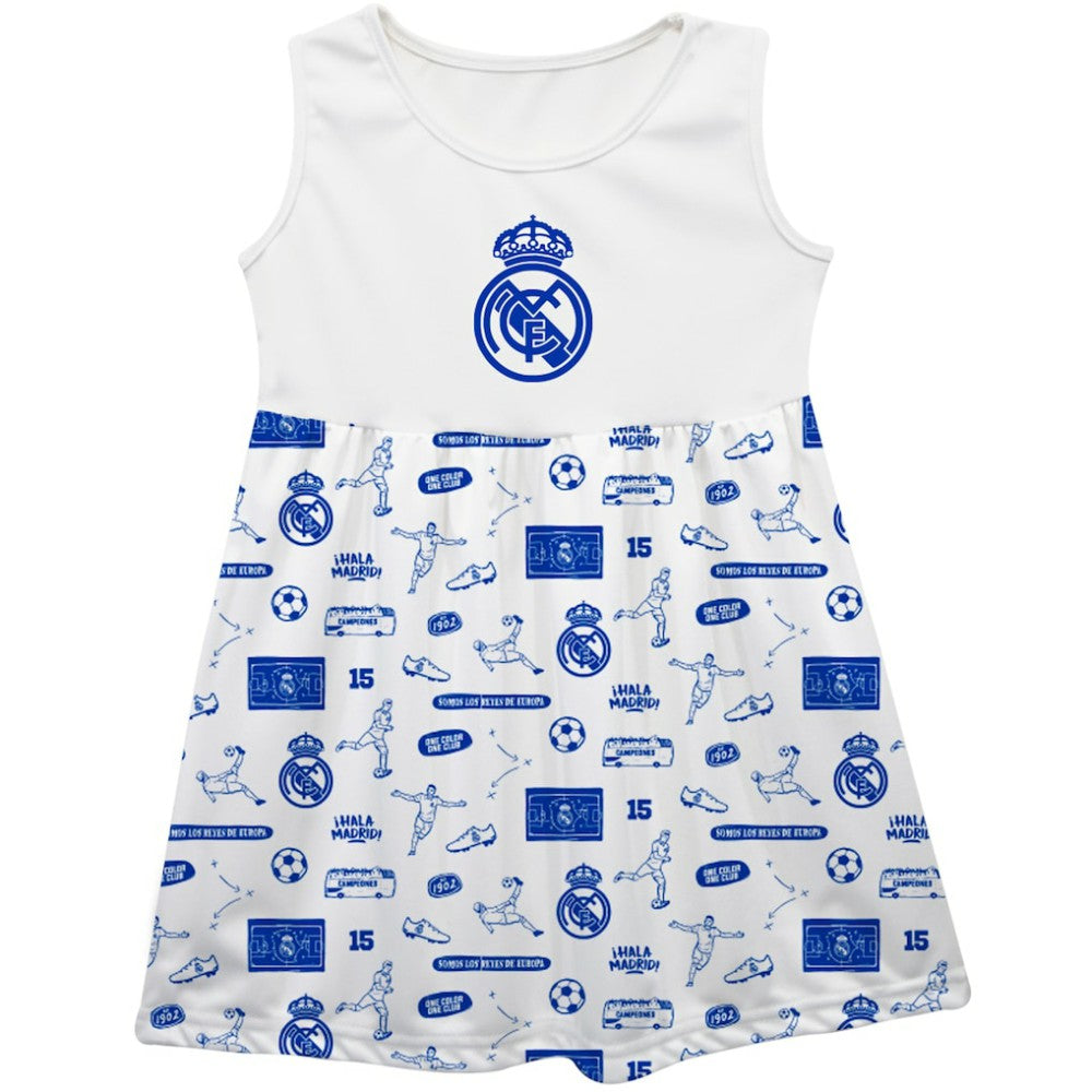 Real Madrid Vive La Fete Girls Infant Impressions Artwork Tank Top Dress Discount - White/Blue
