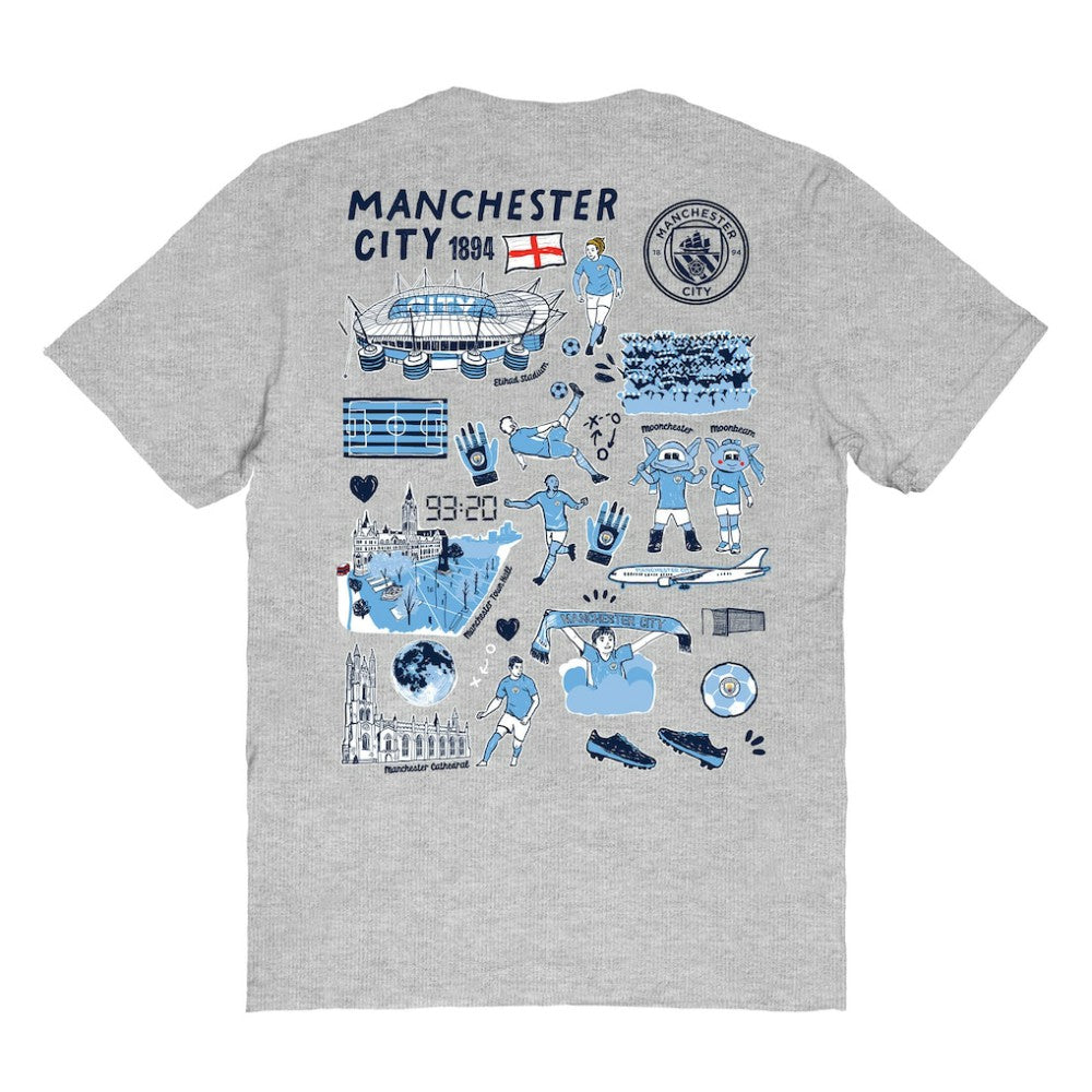 Manchester City Vive La Fete Women's Impressions Artwork T-Shirt Discount - Heather Gray