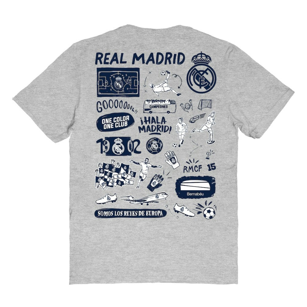 Real Madrid Vive La Fete Women's Impressions Artwork T-Shirt Discount - Heather Gray
