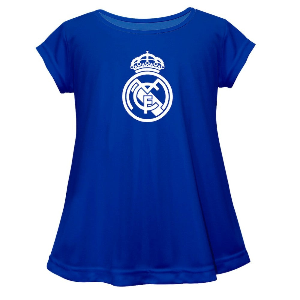 Real Madrid Vive La Fete Girls Youth Color Badge A-Line Top Discount - Blue