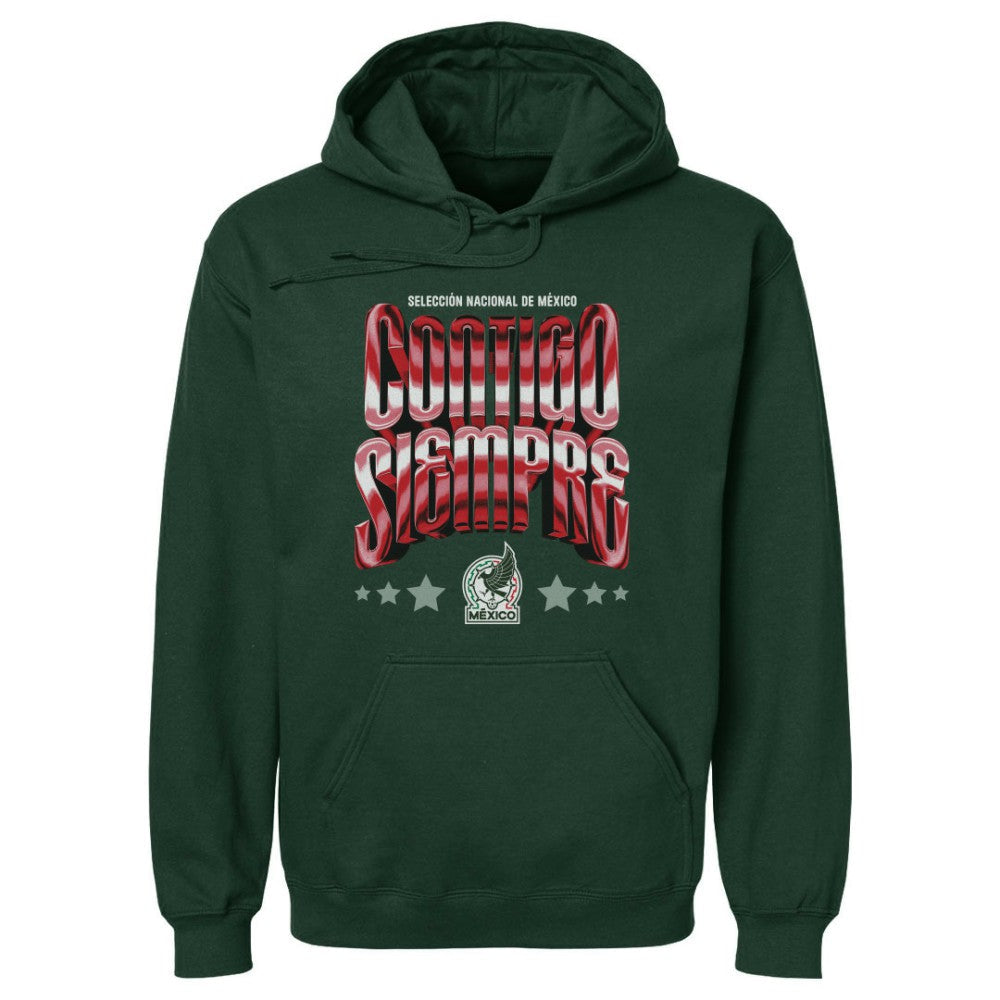 Mexico National Team 500 Level Contigo Siempre Vintage Pullover Hoodie for sale - Forest Green