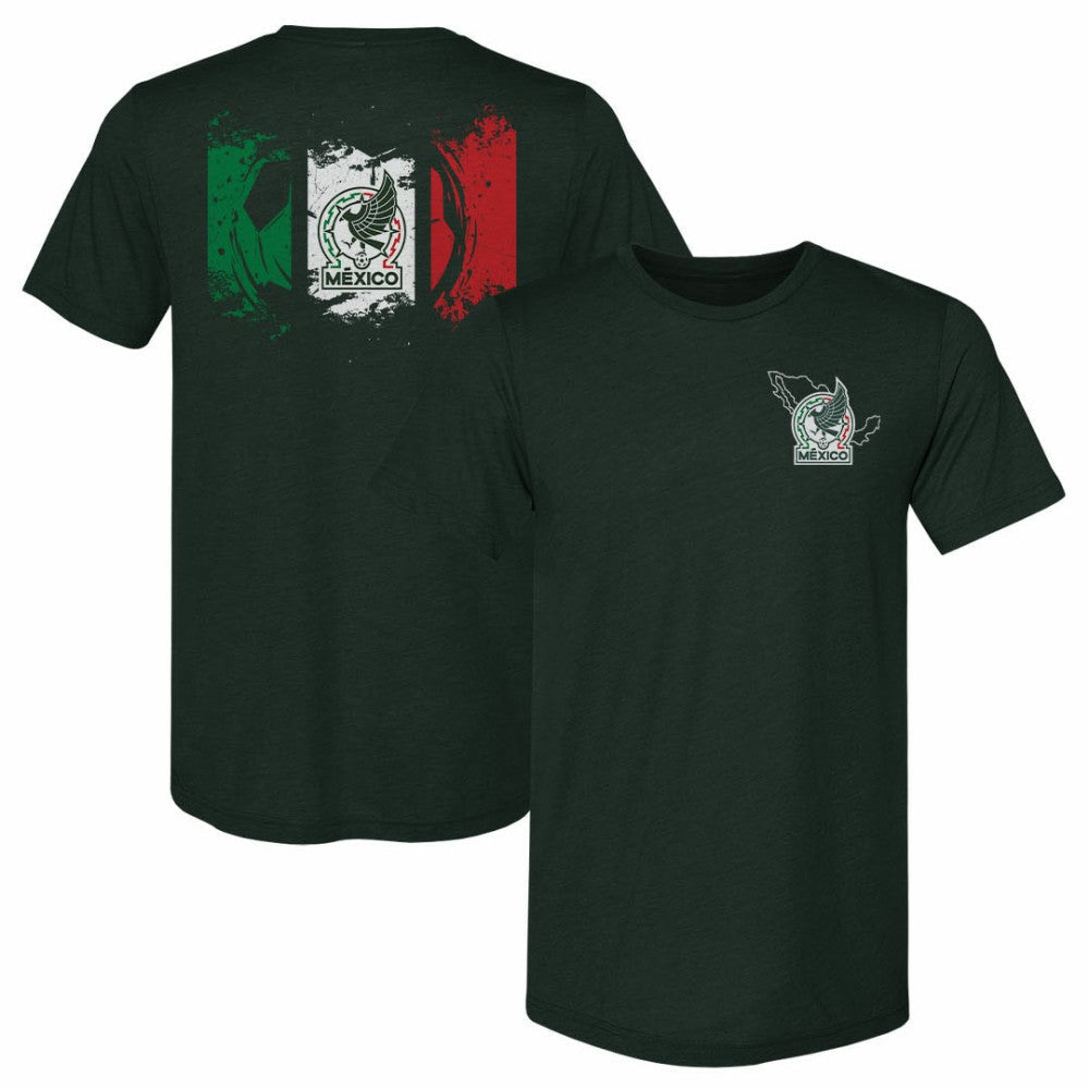 Mexico National Team 500 Level Grunge Flag Premium Tri-Blend T-Shirt for sale - Dark Green