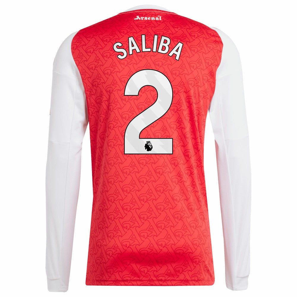 William Saliba Arsenal 2025/26 Home Replica Long Sleeve Player Jersey on sale - Red