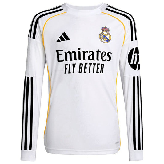 Vini Jr. Real Madrid Youth 2025/26 Home Replica Long Sleeve Jersey Discount - White