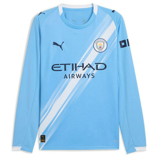 Erling Haaland Manchester City 2025/26 Home Replica Long Sleeve Player Jersey Discount - Sky Blue