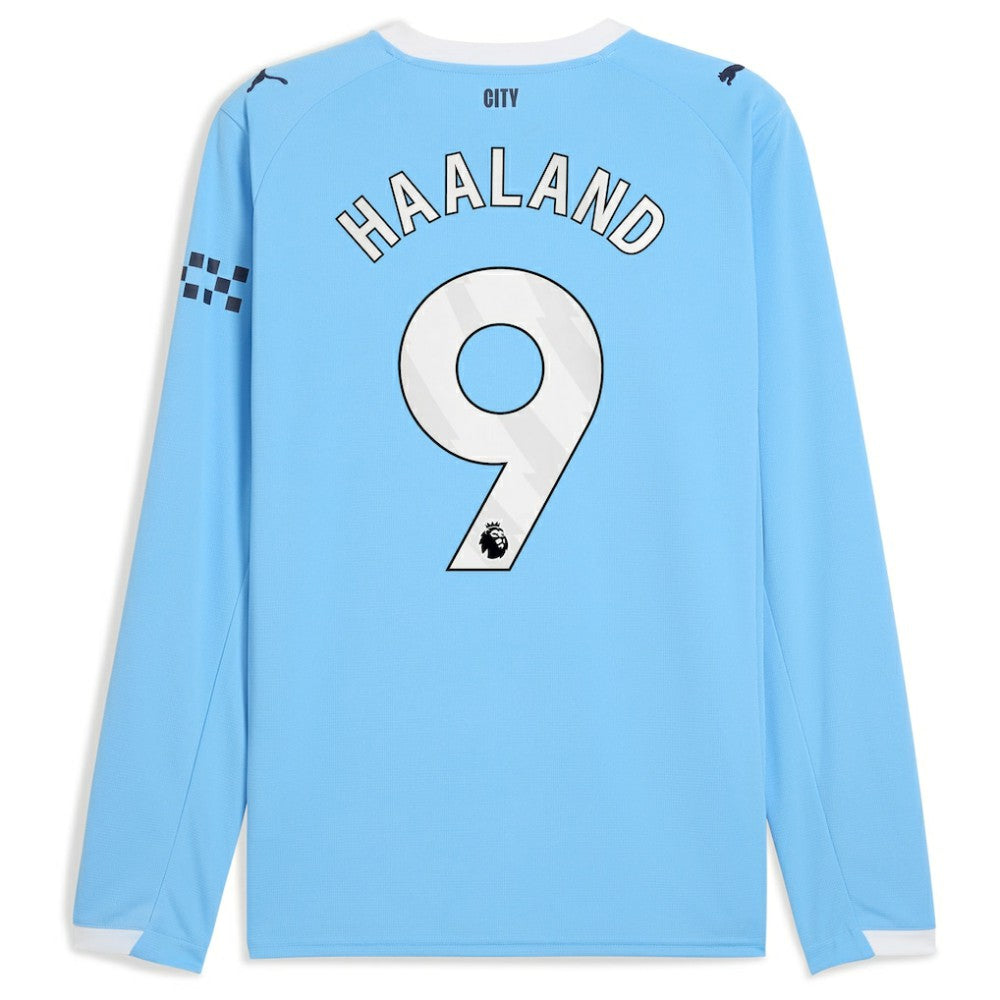 Erling Haaland Manchester City 2025/26 Home Replica Long Sleeve Player Jersey Discount - Sky Blue