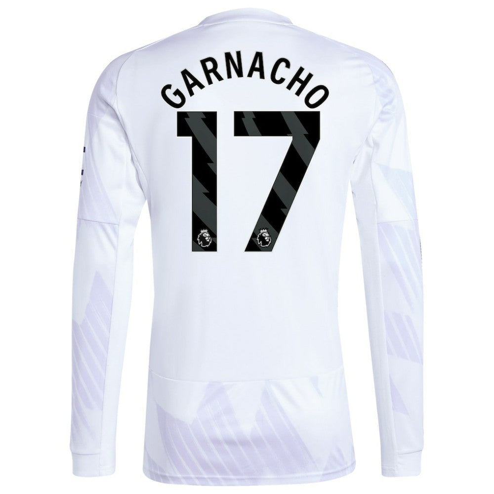 Alejandro Garnacho Manchester United 2025/26 Away Replica Long Sleeve Player Jersey Discount - White