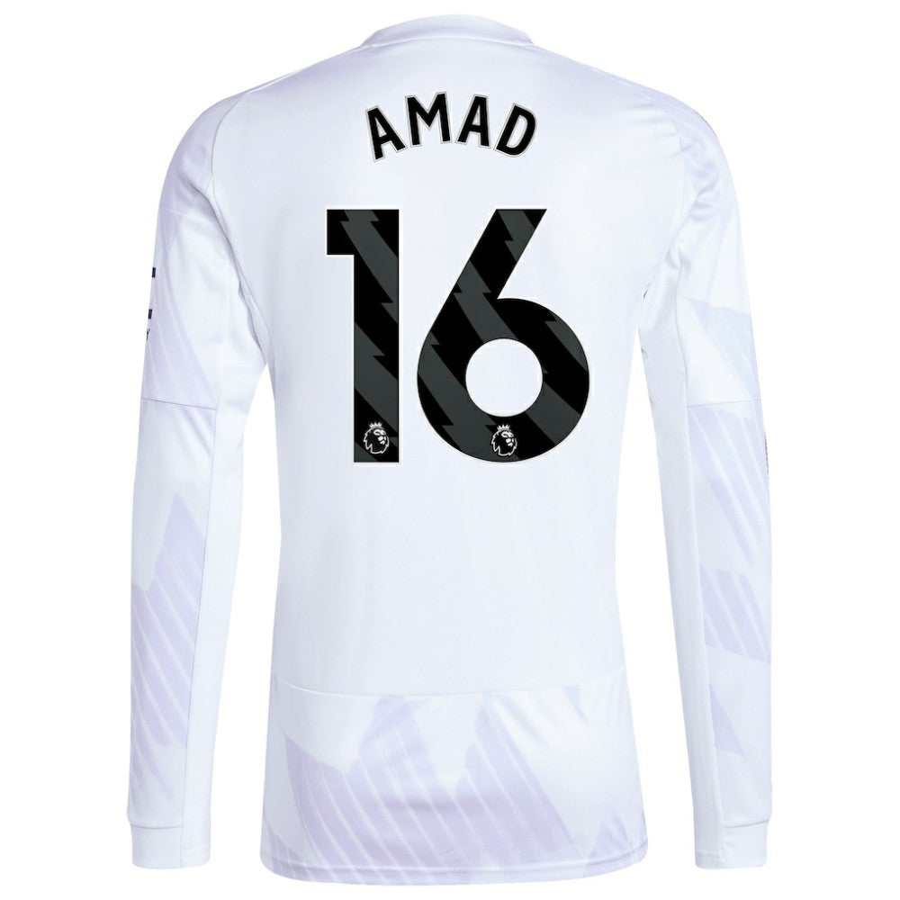 Amad Diallo Manchester United 2025/26 Away Replica Long Sleeve Player Jersey Discount - White