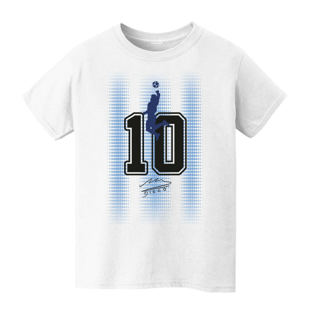 Diego Maradona Argentina National Team Vive La Fete Youth Number & Signature T-Shirt for sale - White