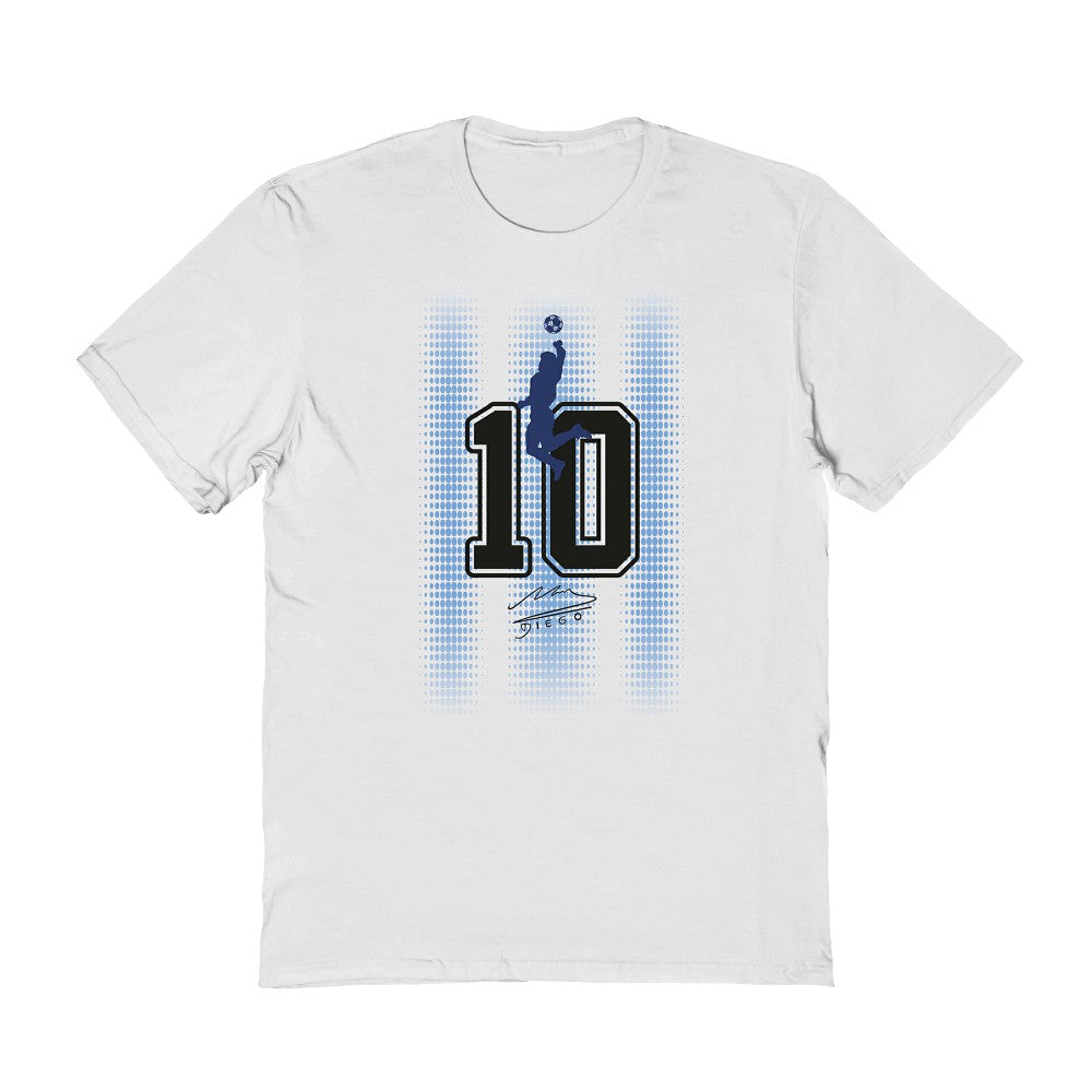 Diego Maradona Argentina National Team Vive La Fete Number & Signature T-Shirt for sale - White
