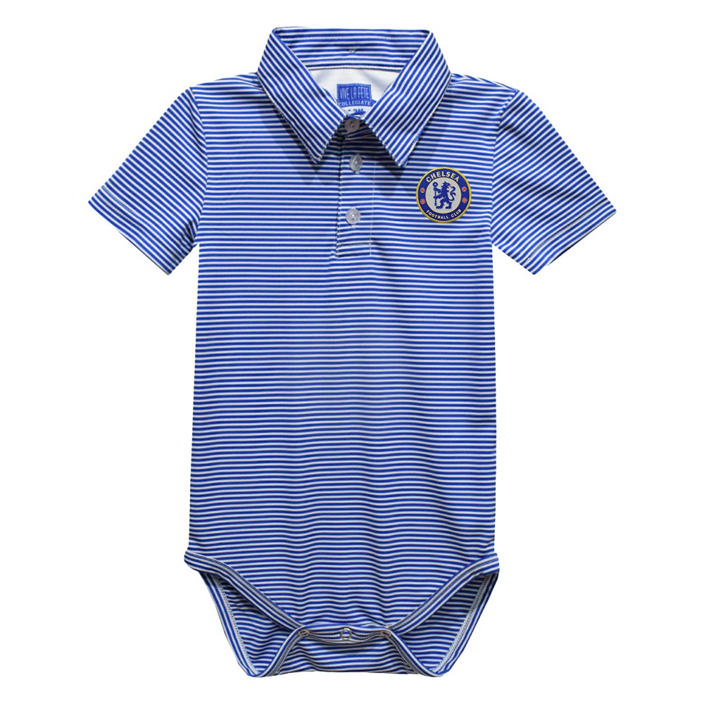 Chelsea Vive La Fete Infant Pencil Stripe Polo Bodysuit Discount - Royal