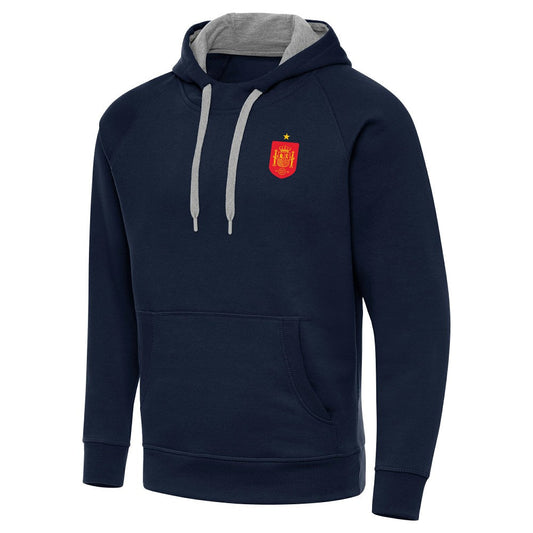 Spain National Team Antigua Takeover Fleece Raglan Hoodie for sale - Navy