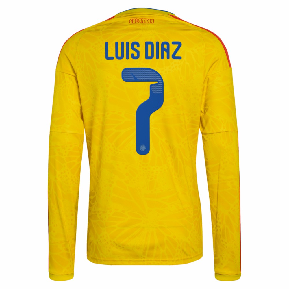 Luis Diaz Colombia National Team 2026 Home Replica Long Sleeve Jersey for sale - Yellow