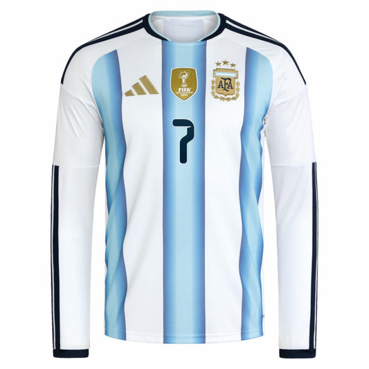 Rodrigo De Paul Argentina National Team 2026 Home Replica Long Sleeve Jersey for sale - White