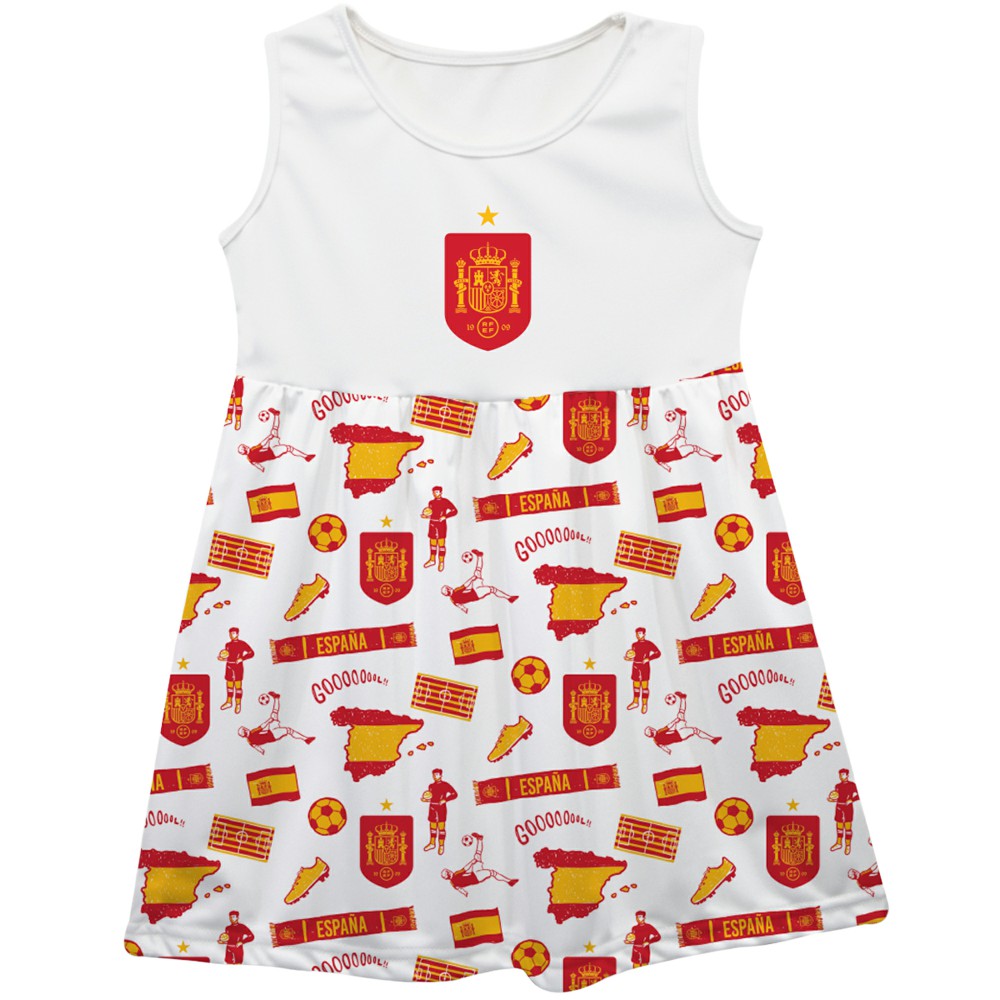 Spain National Team Vive La Fete Girls Toddler Impressions Artwork Tank Top Dress for sale - White