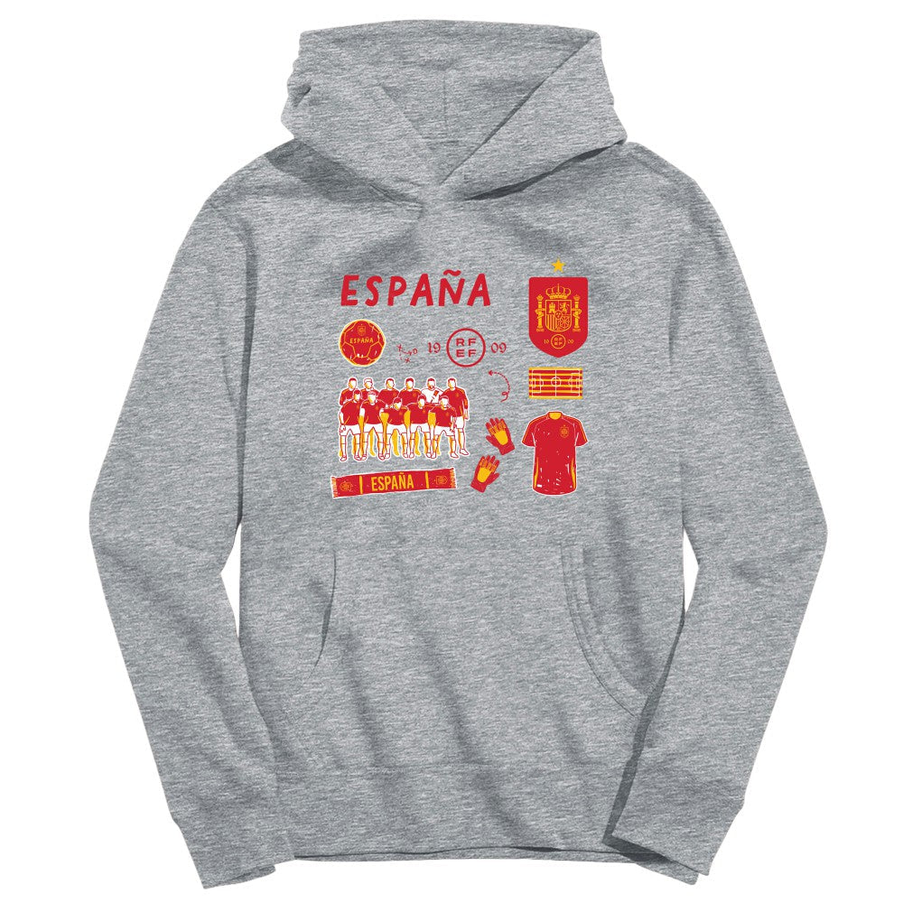 Spain National Team Vive La Fete Youth Impressions Icons Hoodie for sale - Gray