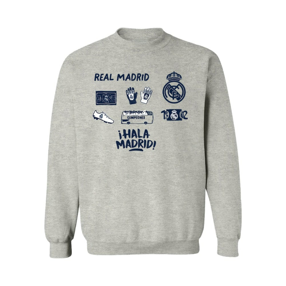 Real Madrid Vive La Fete Women's Impressions Icons Sweatshirt Discount - Gray