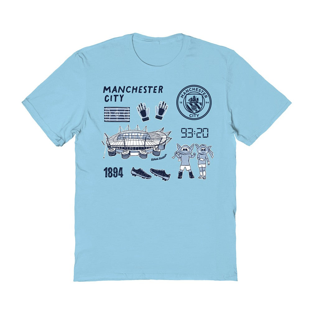 Manchester City Vive La Fete Women's Impressions Icons T-Shirt Discount - Light Blue