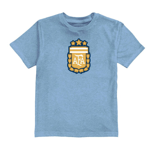 Lionel Messi Argentina National Team Vive La Fete Youth Player Name & Number Color Badge T-Shirt for sale - Light Blue