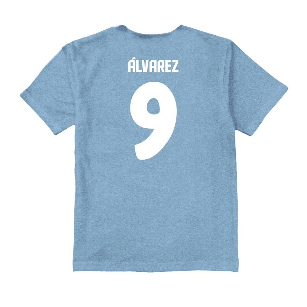 Julián Álvarez Argentina National Team Vive La Fete Toddler Player Name & Number Color Badge T-Shirt for sale - Light Blue