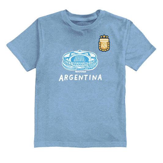 Lionel Messi Argentina National Team Vive La Fete Youth Player Name & Number Stadium Style T-Shirt for sale - Light Blue