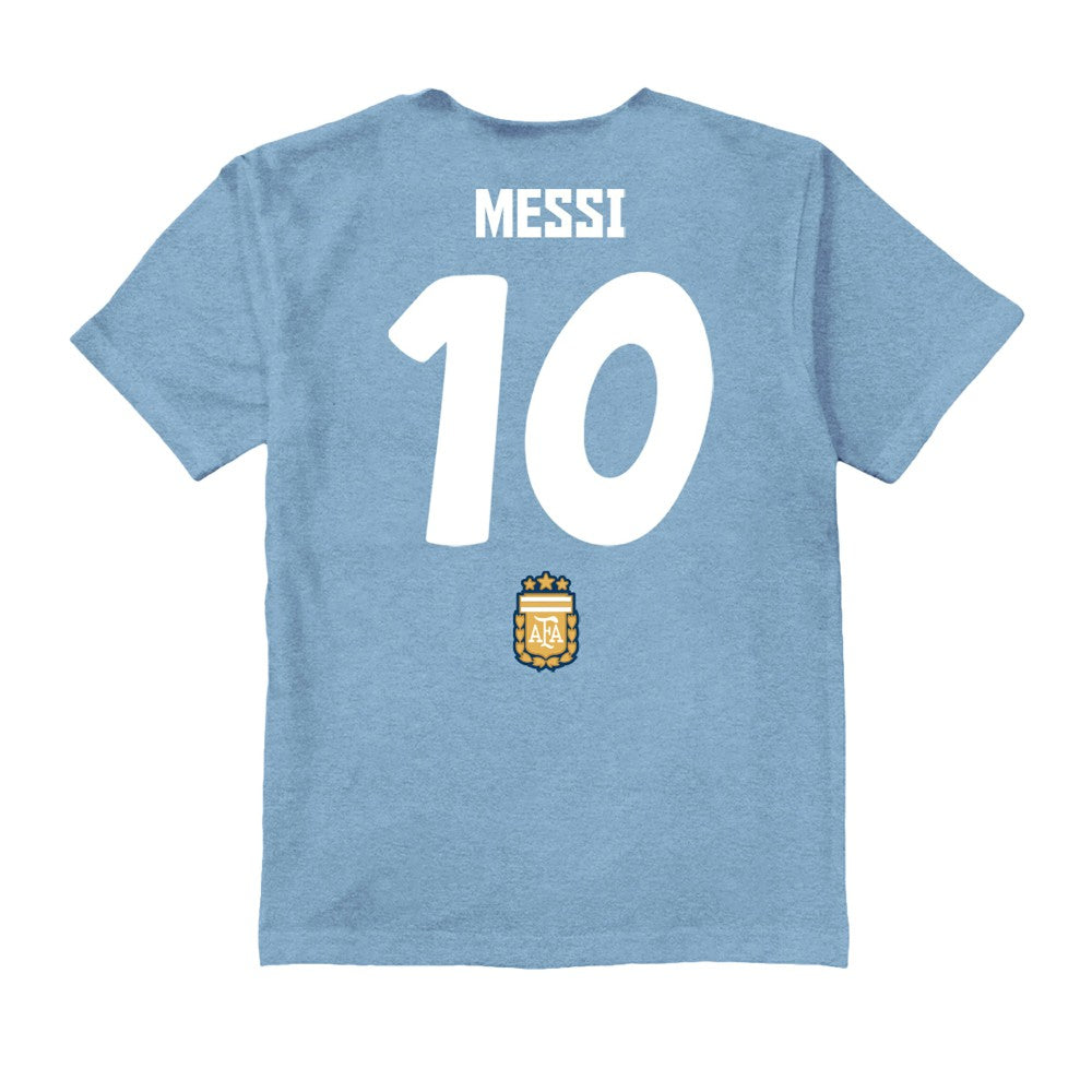 Lionel Messi Argentina National Team Vive La Fete Toddler Player Name & Number Stadium Style T-Shirt for sale - Light Blue