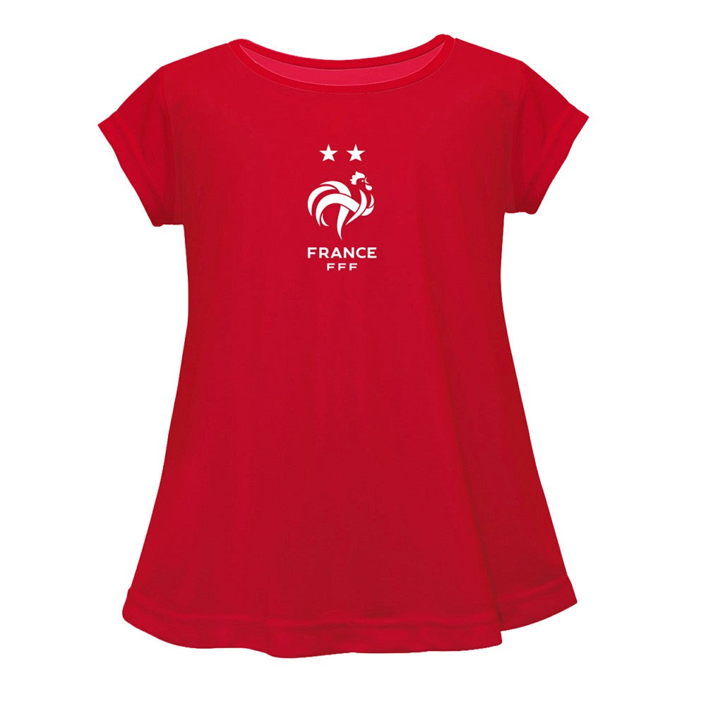 France National Team Vive La Fete Girls Youth Color Badge A-Line Top for sale - Red