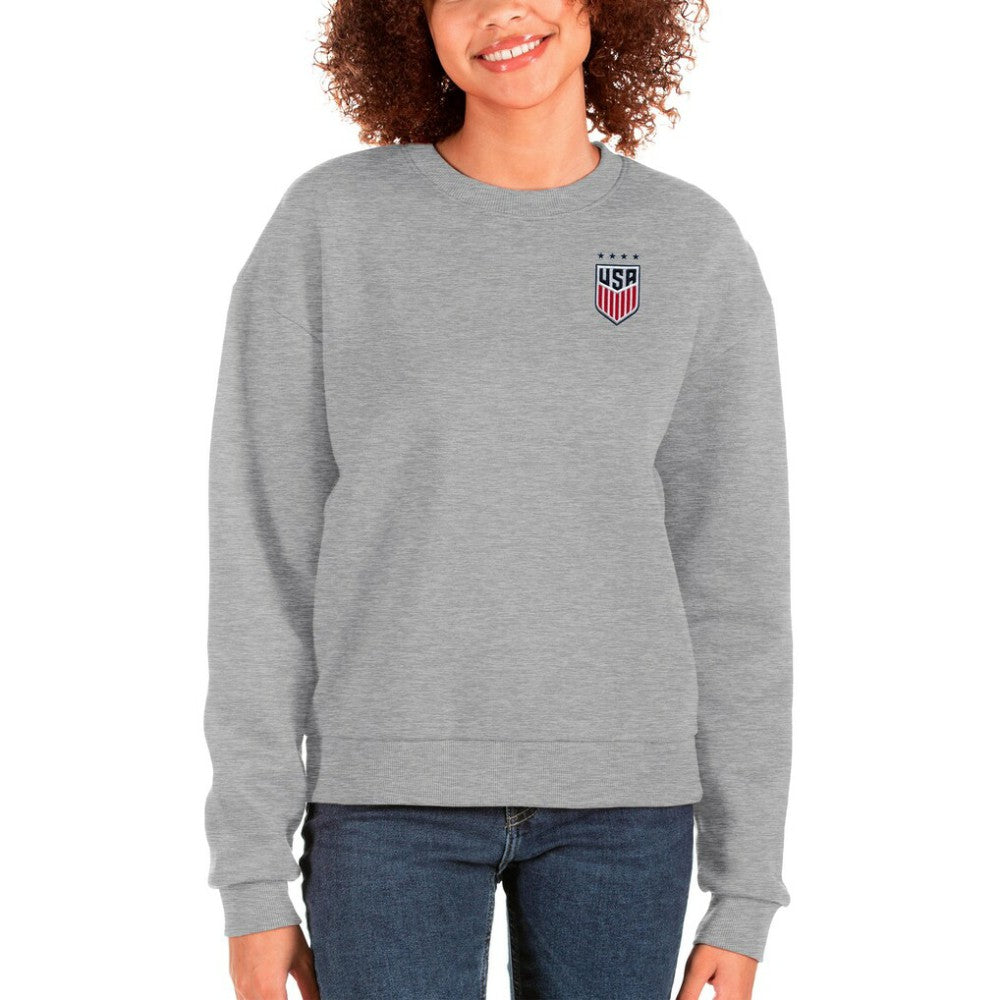 USWNT Antigua Women's Victory Crewneck Pullover Sweatshirt on sale - Gray