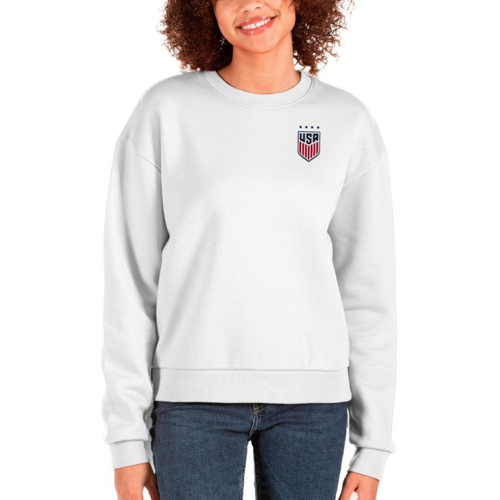 USWNT Antigua Women's Victory Crewneck Pullover Sweatshirt on sale - White