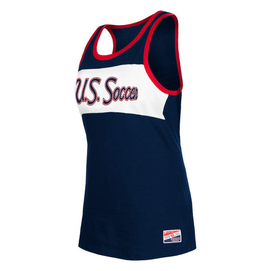 USWNT 5th & Ocean by New Era Women's Throwback Jersey Racer Tank Top on sale - Navy