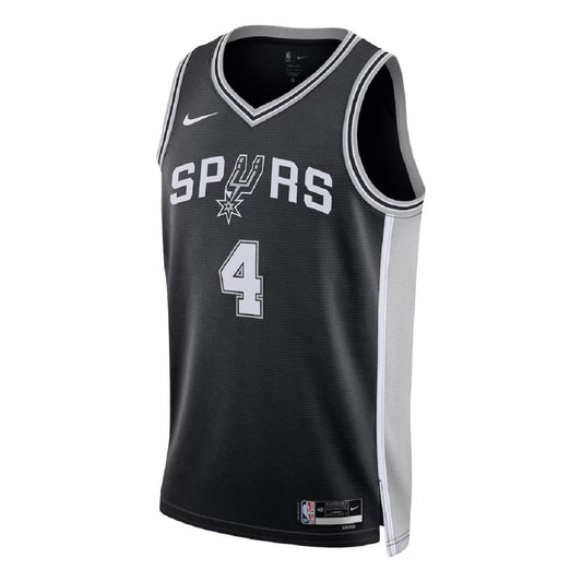 Unisex San Antonio Spurs De'Aaron Fox #4 Black Swingman Jersey - Icon Edition