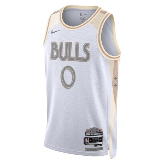 Unisex Chicago Bulls Coby White #0 White Swingman Jersey - City Edition