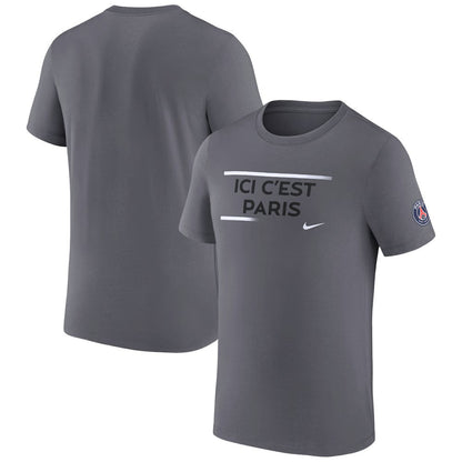 Paris Saint-Germain Verbiage T-Shirt on sale - Gray